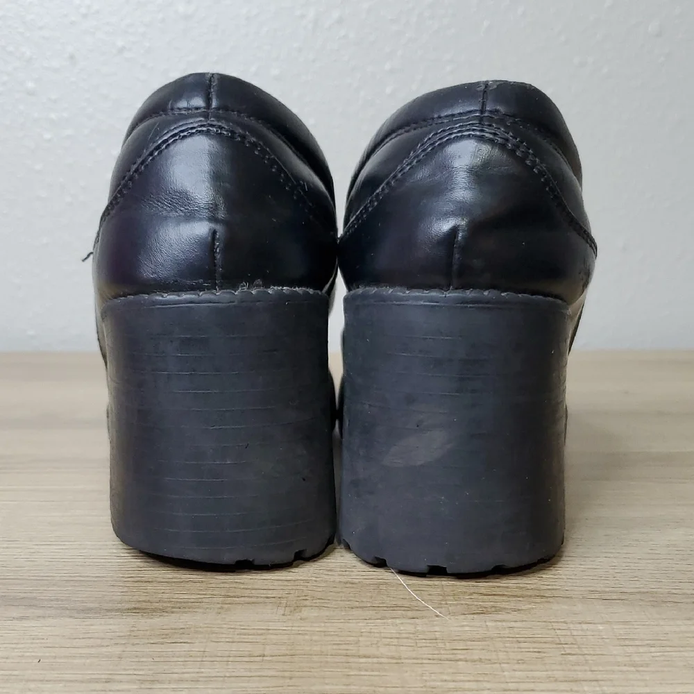 Route 66 Black Chunky Heel Platform Loafers Women's Size 9